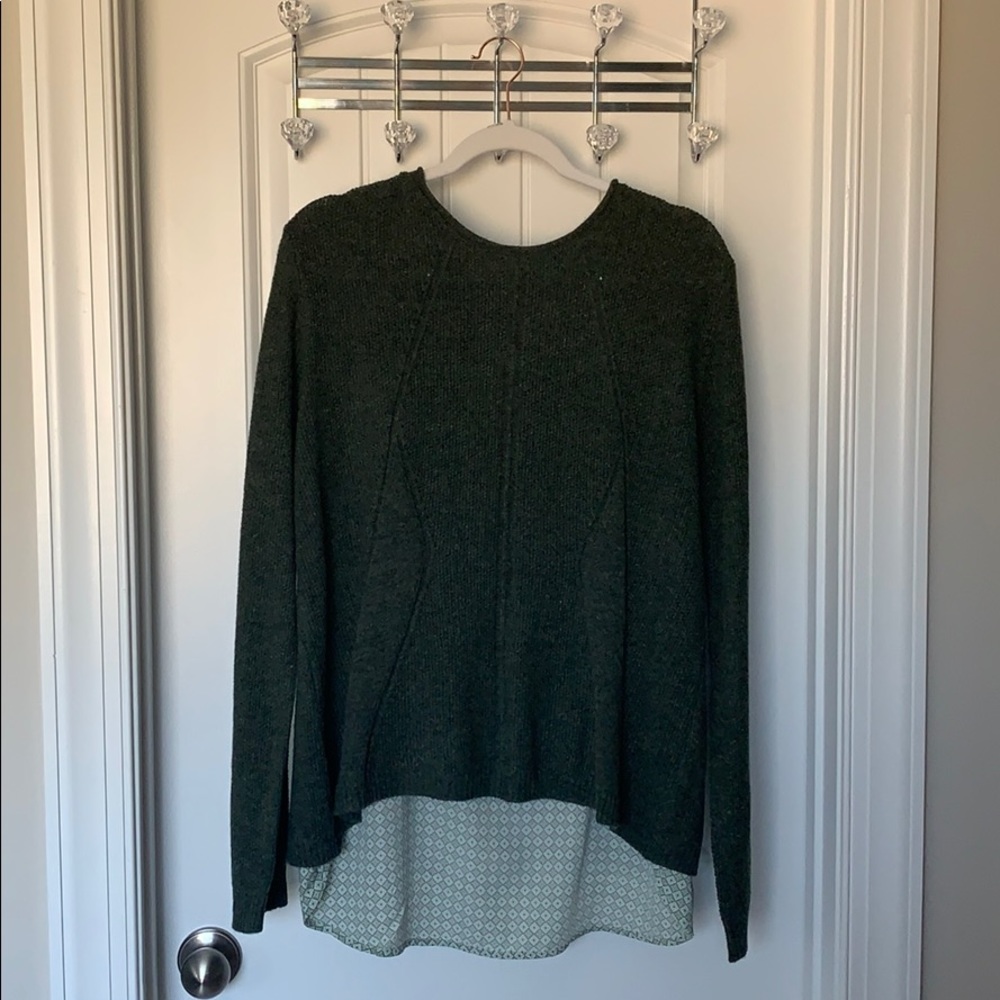 Green sweater with patterned undershirt Large